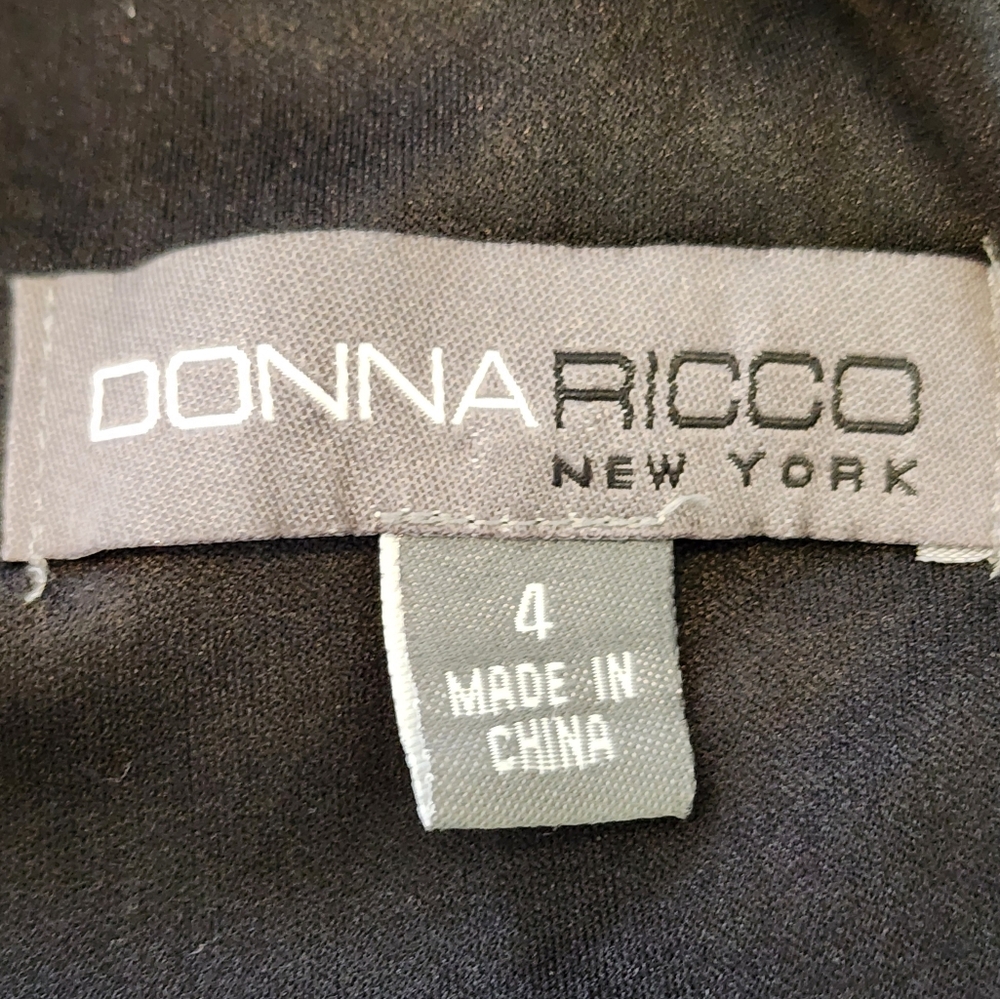 Donna Ricco Dress Satin Bodice Tie Back Sash Black Soze 4 - Picture 12 of 13